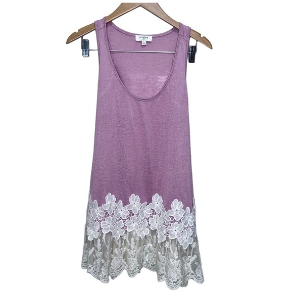 Umgee Pink Floral Lace Tunic Tank top Size Large - Picture 3 of 12